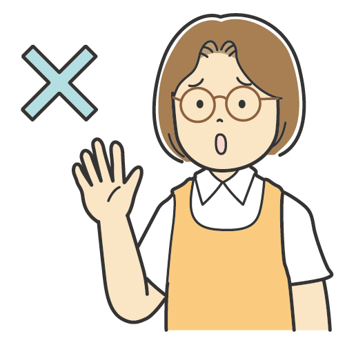 説明をする女性・保育士さん・ヘルパーさん・介護士さん・保母さんなどのイラスト（メガネをかけた女性）
・笑顔