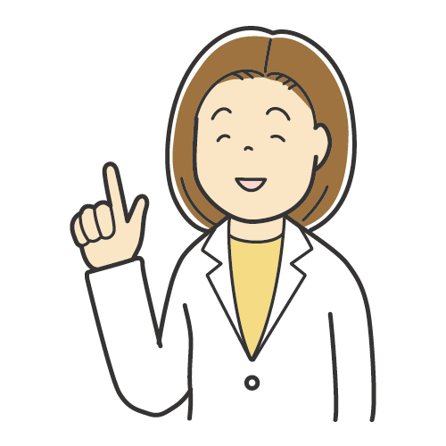 説明をする女性のイラスト・カラーイラスト白衣・笑顔