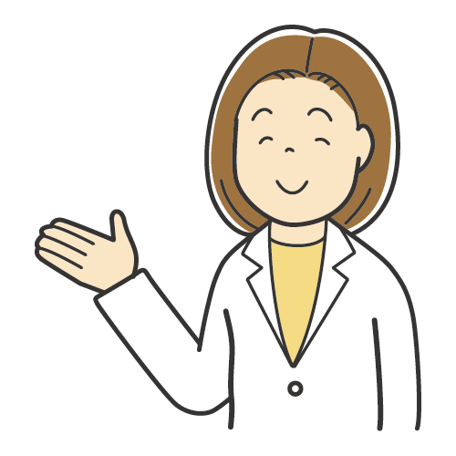 説明をする女性のイラスト・カラーイラスト白衣・笑顔