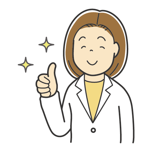 説明をする女性のイラスト・カラーイラスト白衣・笑顔
