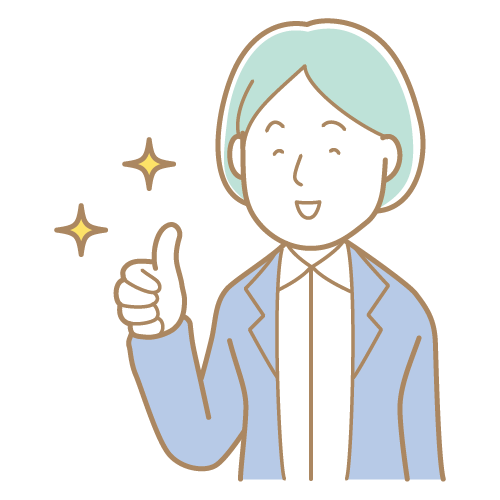 説明をする女性のイラスト・スーツ・ジャケット・ショートヘア・笑顔・笑顔