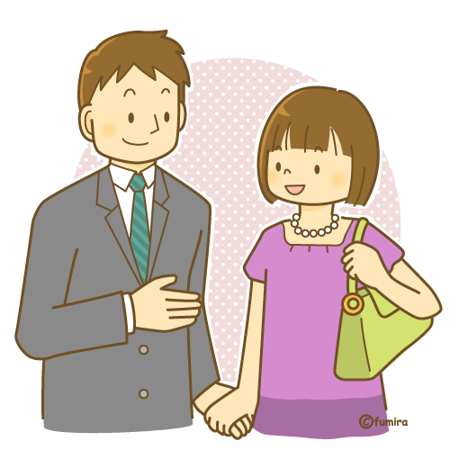 手をつなぐ男女のイラスト（ソフト）