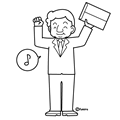 元気な男性(ぬりえ)