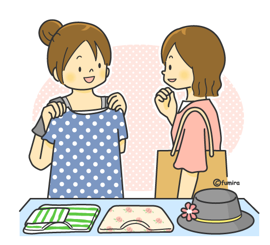 買い物をする女性（カラー）