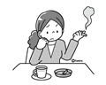 煙草を吸う女性(モノクロ)