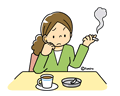 煙草を吸う女性(カラー)