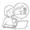積立NISAの勉強をしている女性のイラスト(ぬりえ) 積立NISAの勉強をしている女性のイラスト(ぬりえ)