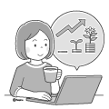 積立NISAの勉強をしている女性のイラスト(モノクロ) 積立NISAの勉強をしている女性のイラスト(モノクロ)