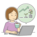 積立NISAの勉強をしている女性のイラスト(カラー) 積立NISAの勉強をしている女性のイラスト(カラー)