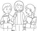 歩きながら話をしている女性たちのイラスト 歩きながら話をしている女性たちのイラスト