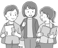 歩きながら話をしている女性たちのイラスト 歩きながら話をしている女性たちのイラスト