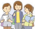 歩きながら話をしている女性たちのイラスト 歩きながら話をしている女性たちのイラスト