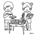 バーベキュー(ぬりえ)
