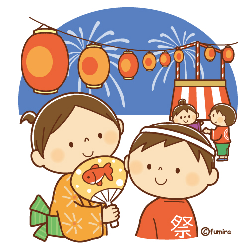 夏祭りのこどもたちのイラスト（ソフト）