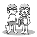 プール開き(モノクロ)