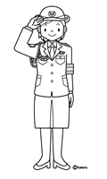 婦人警官・女性警察官(ぬりえ)