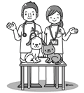 動物病院・獣医さん(モノクロ)