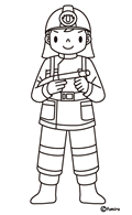 消防士イラスト（ぬりえ）