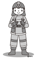 消防士イラスト（モノクロ）