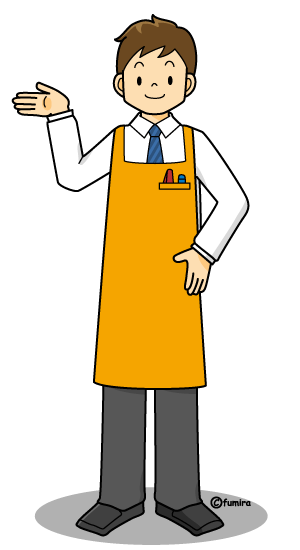 男性店員さんのイラスト（カラー）