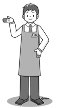 男性店員さん(モノクロ)