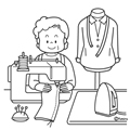 洋裁をする女性のイラスト(ソフト)