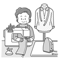 洋裁をする女性のイラスト(ソフト)